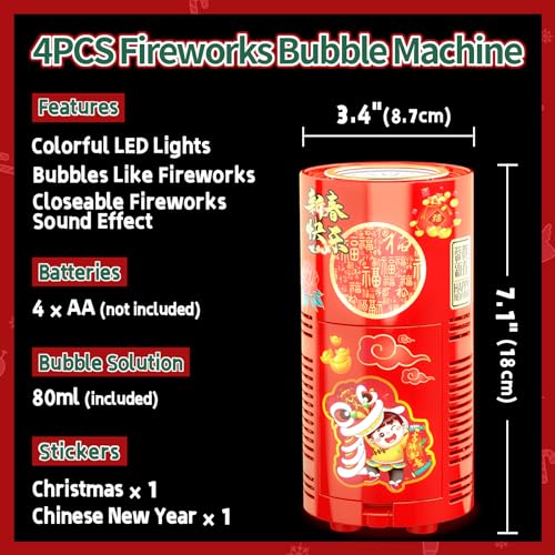Ivtivfu Bubble Machine 4PCS 13 Holes with LED Lights Automatic Bubble Blower Toys Portable Bubbles Maker for Wedding Christmas Chinese New Years Party Decorations Kids Birthday Gifts Balloons Banner - Image 5