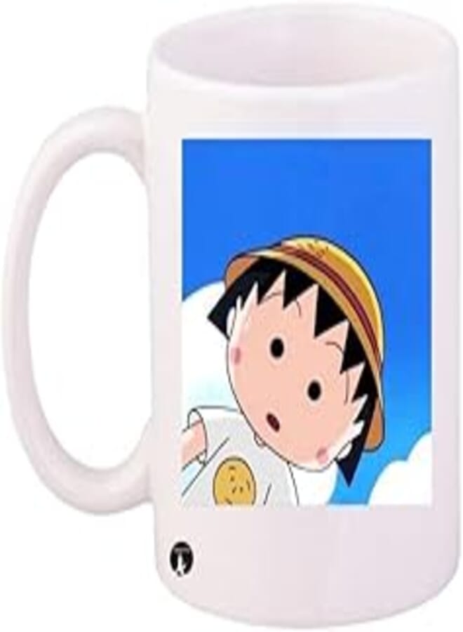 RYN RYN PRINTED Anime Chibi Marukoo Chan Mug White Blue Yellow Standard Size