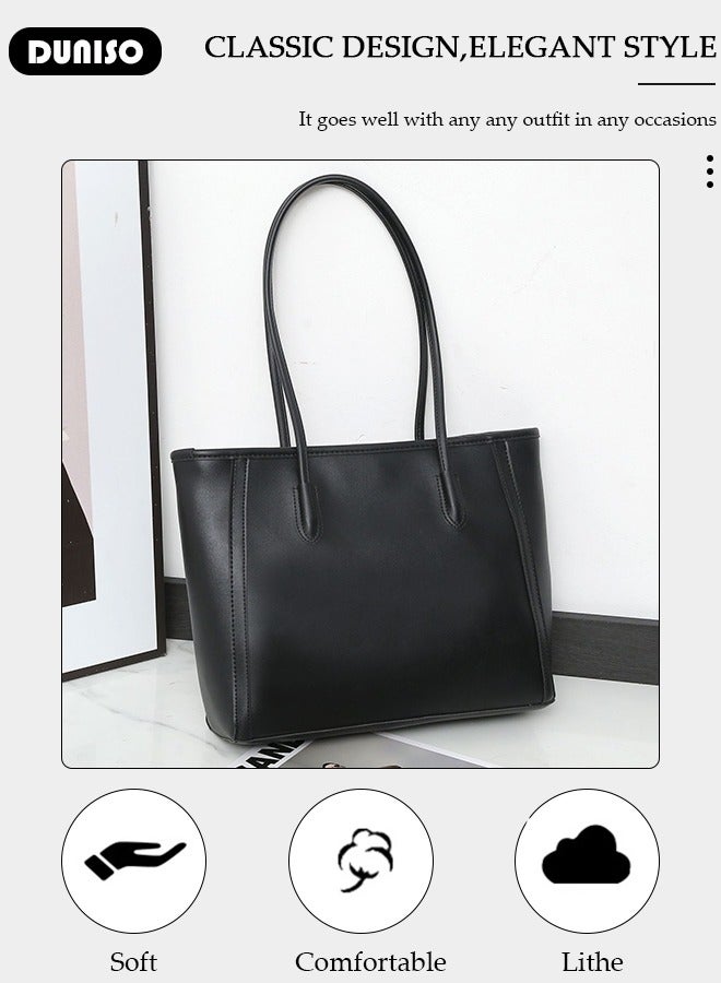 DUNISO Women's Shoulder Tote Bag Faux Leather Handbag For Women Large Capacity Bucket Bag Fashionable Travel Messenger Shoulder Bag For Ladies Girls College Students - Image 2