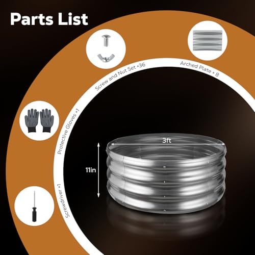Raynesys 36 Inch Round Galvanized Fire Pit Ring, Silver Round Galvanized Fire Ring, 3 Feet Diameter Fire Pit, Outdoor Pits for Backyard, Camping, Bonfire - Image 5