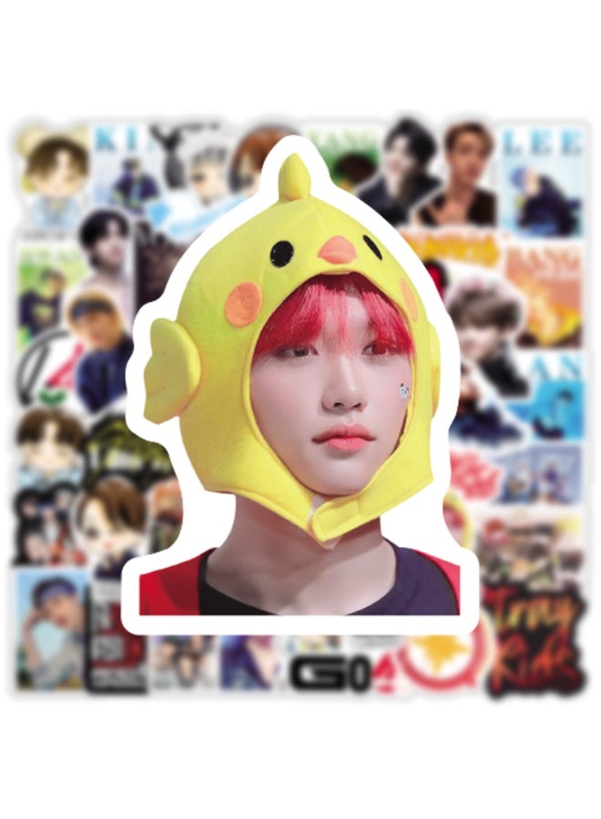 NIBEMINENT 50 Pcs Kpop Stray Kids Deco Kit Waterproof Stickers, High Definition Printing Bright Colors, Suitable for Laptop Skateboard Luggage Water Bottle Guitar DIY - Image 2