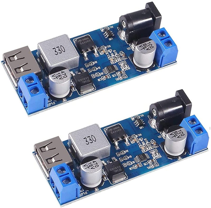 REES52 REES52 2Pcs Buck Converter Module 12v to 5v 5A USB Voltage Regulator DC 9V36V Step Down to USB 5V Transformer Dual Output Voltage Regulator Board for Phone Fast Charging - Image 1