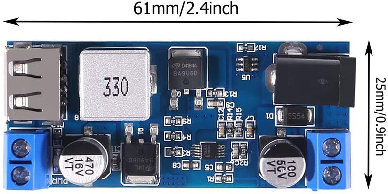 REES52 REES52 2Pcs Buck Converter Module 12v to 5v 5A USB Voltage Regulator DC 9V36V Step Down to USB 5V Transformer Dual Output Voltage Regulator Board for Phone Fast Charging - Image 2