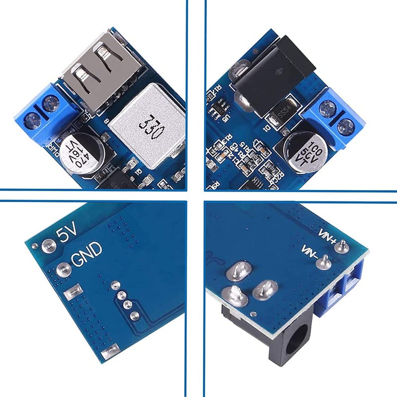 REES52 REES52 2Pcs Buck Converter Module 12v to 5v 5A USB Voltage Regulator DC 9V36V Step Down to USB 5V Transformer Dual Output Voltage Regulator Board for Phone Fast Charging - Image 4