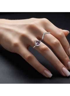 RUKYU 925 Sterling Silver 18K White Gold Plated Alexandrite Engagement Ring  - Image 4