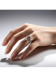 RUKYU 925 Sterling Silver 18K White Gold Plated Alexandrite Engagement Ring  - Image 5