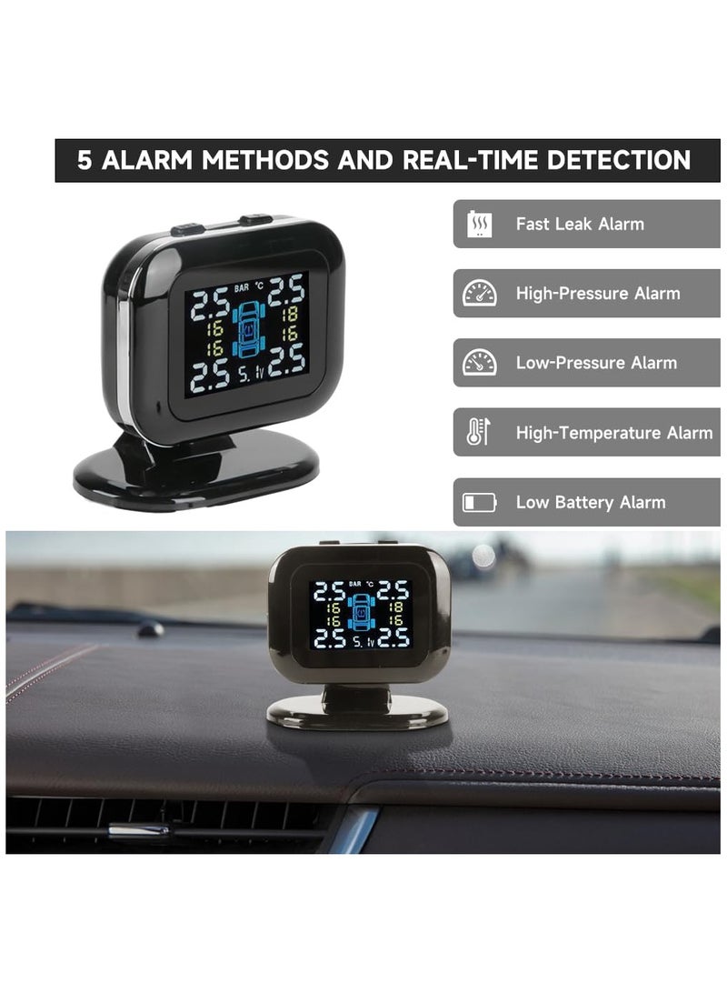 نظام مراقبة ضغط الإطارات، شاحن USB TPMS مع 4 حساسات و5 أوضاع إنذار، شاشة LCD ملونة، مراقبة الضغط ودرجة الحرارة في الوقت الحقيقي، سهل التركيب، مثالي للسيارات RV وSUV وMPV - Image 5