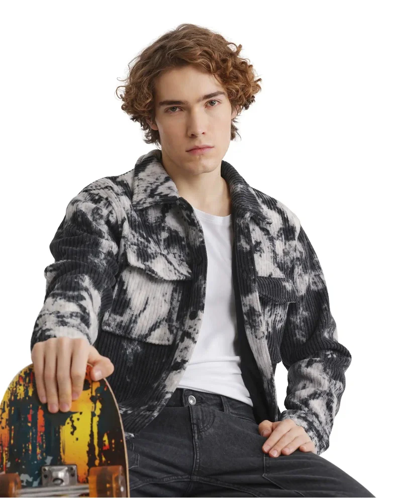 Rare Rabbit Men's Ribbed Abstract Print Jacket