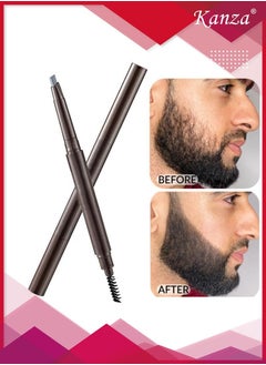 Kanza 2 in 1 Beard Pen Filler for Men Water Proof Sweat Proof Long Lasting Beard Pen with a Applicator Creates Natural Looking Beard (Black)  - Image 4