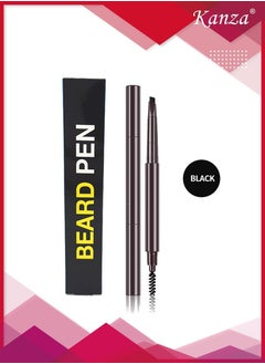 Kanza 2 in 1 Beard Pen Filler for Men Water Proof Sweat Proof Long Lasting Beard Pen with a Applicator Creates Natural Looking Beard (Black)  - Image 2