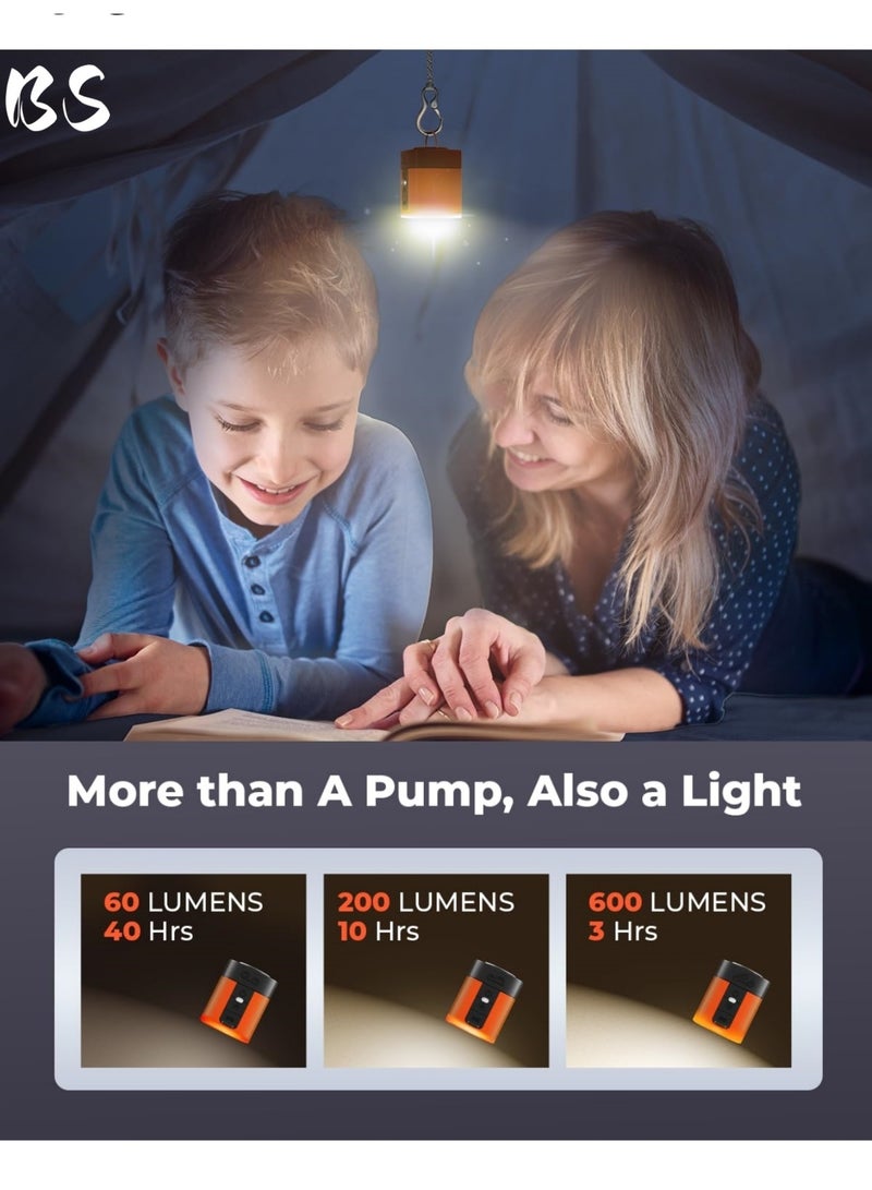 BS Emergency Air Pump|Portable air pump for camping (includes three-color camping lantern) | Equipped with a 2600mAh battery | USB-charged, ultra-fast mini air pump with five nozzles | Can be used to inflate air mattresses, inflatable toys, pool floats, and vacuum storage bags. - Image 5