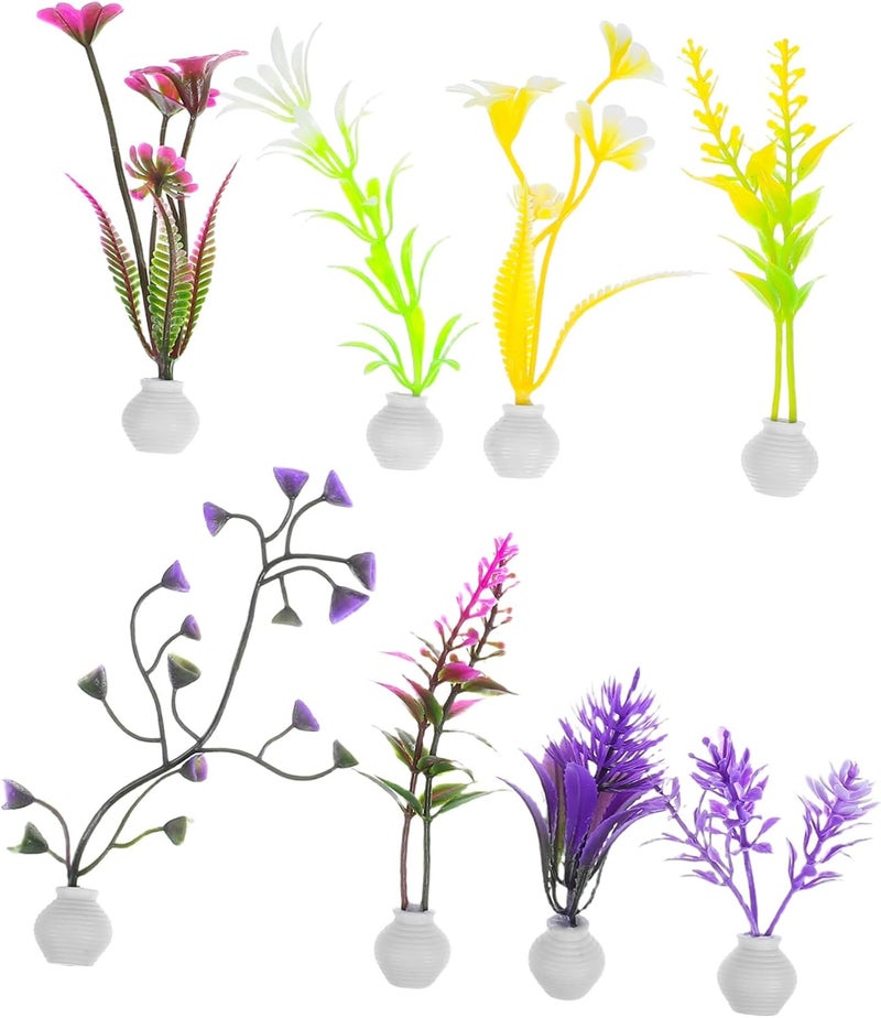 MAGICLULU 8Pcs Miniature Grass Cluster Model for Aquarium Decor Realistic Artificial Plants for Fish Tank Betta Goldfish Turtle Terrarium Landscaping Colorfast and Low Maintenance - Image 1