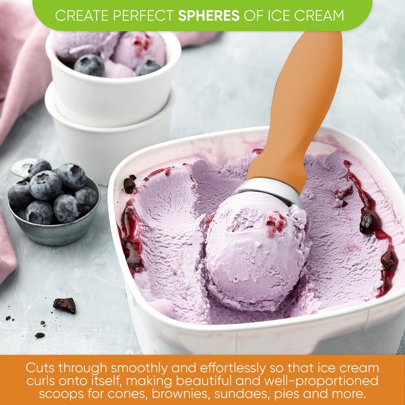 Spring Chef Ice Cream Scoop with Soft Grip Handle, Professional Heavy Duty Sturdy Scooper, Premium Kitchen Tool for Cookie Dough, Gelato, Sorbet, Mango - Image 4