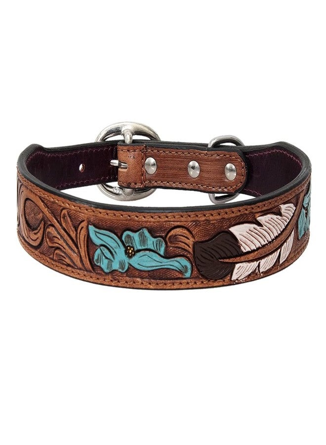 HILASON Tan Small HILASON Strong Genuine Leather Dog Collar Painted - Image 1