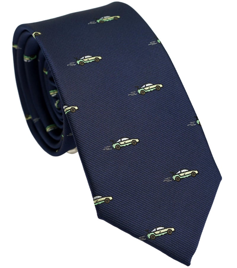 ZENXUS Car Racing Tie for Men, Sports and Games Jacquard Designer Necktie, Navy Tie - Image 1
