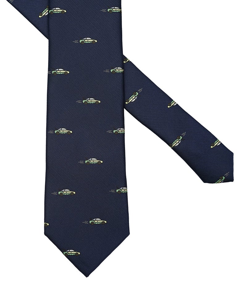 ZENXUS Car Racing Tie for Men, Sports and Games Jacquard Designer Necktie, Navy Tie - Image 3