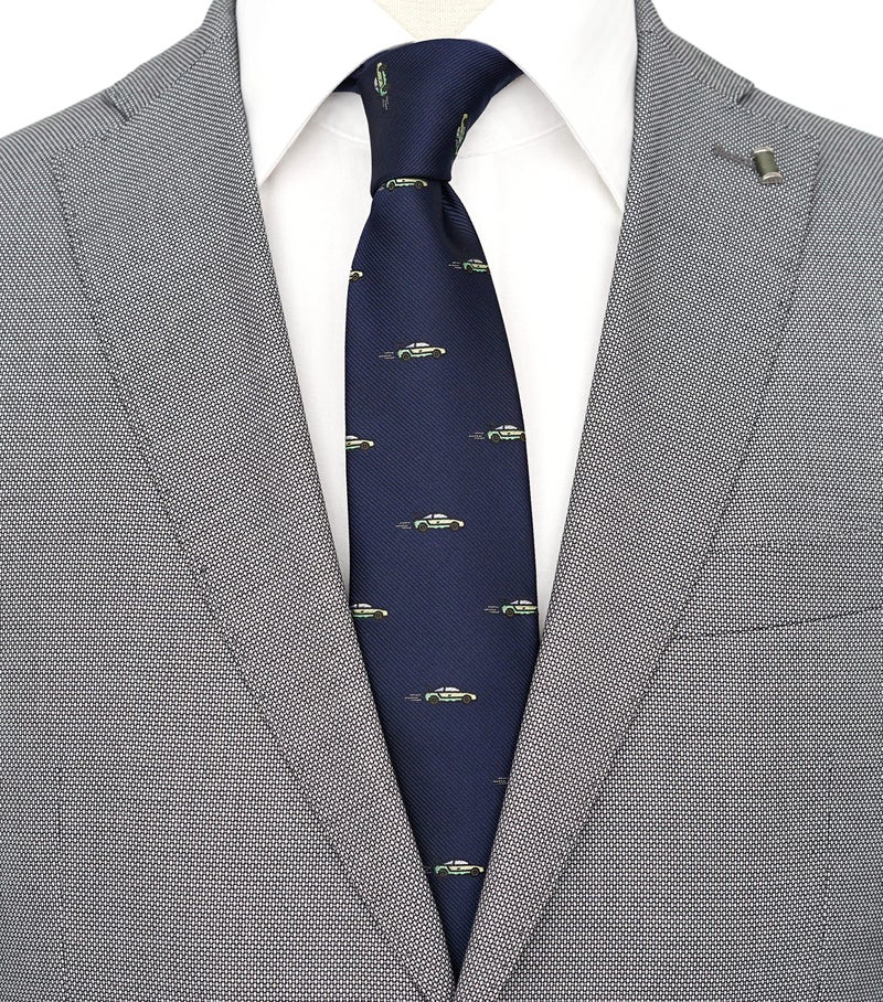 ZENXUS Car Racing Tie for Men, Sports and Games Jacquard Designer Necktie, Navy Tie - Image 2