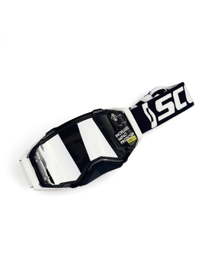 Professional outdoor cycling goggles with silver-coated reflective lenses; motorcycle off-road sand protection glasses.