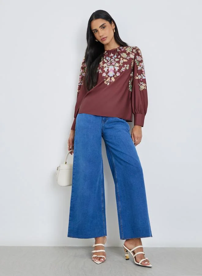 Styli Floral Print Regular Fit Blouse