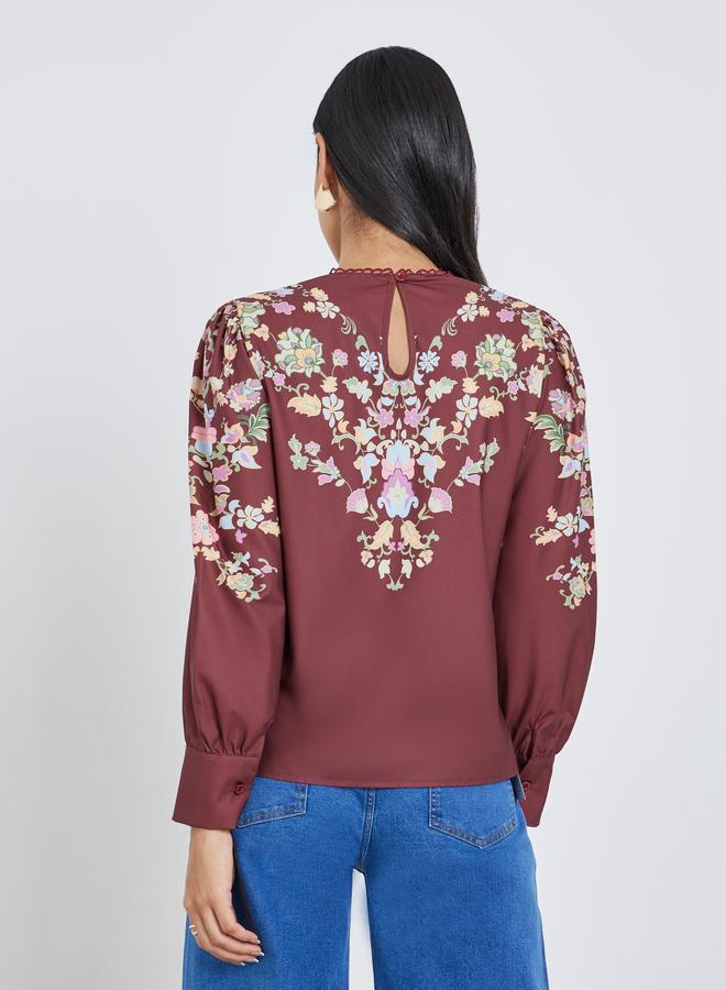 Styli Floral Print Regular Fit Blouse - Image 5