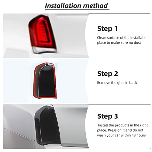 Hoolcar Tail Light Lamp Cover Guard Trim Bezel Frame Decor Exterior Accessories for 2015-2021 Chrysler 300, Smoked Black - Image 5