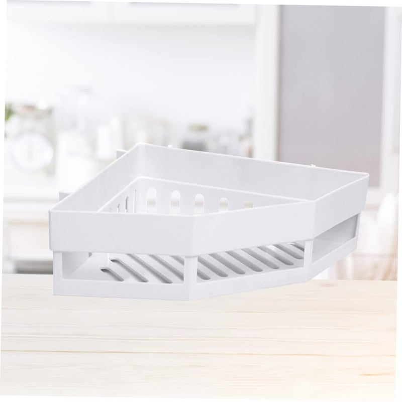 White Shower Basket Corner Shelf 20 By 6 5 Cm 2 Pcs Bathroom Storage Organizer - Image 3