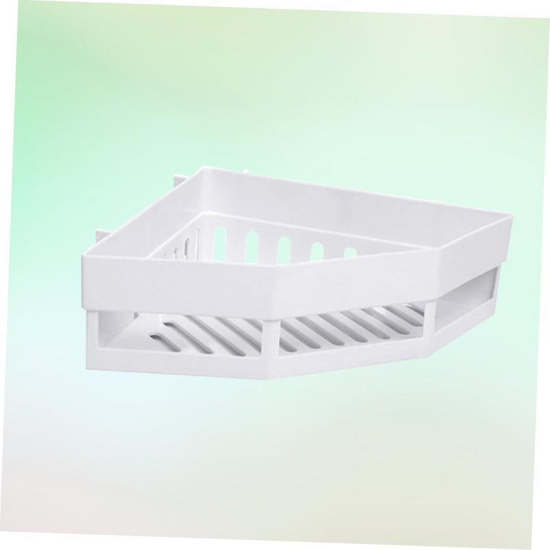 White Shower Basket Corner Shelf 20 By 6 5 Cm 2 Pcs Bathroom Storage Organizer - Image 4