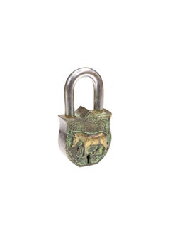 BHAVIKA DECOR BHAVIKA DECOR Brass Horse Padlock Vintage Style Antique Horse Shape Security Lock Functional Pad Lock with 2 Keys Green  - Image 3