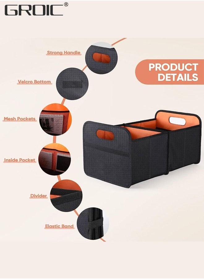 GROIC Foldable Car Trunk Organizer,Large Capacity Luggage Storage Box With 2 Compartments,Trunk Storage Organizer Bin,Car Storage Organizer for Car Suv/Jeep/Sedan  - Image 4