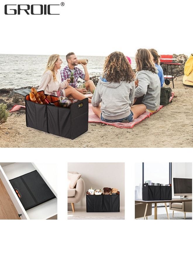 GROIC Foldable Car Trunk Organizer,Large Capacity Luggage Storage Box With 2 Compartments,Trunk Storage Organizer Bin,Car Storage Organizer for Car Suv/Jeep/Sedan  - Image 5