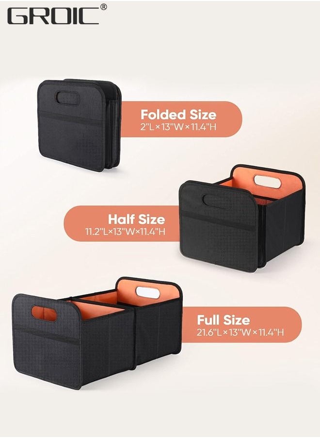 GROIC Foldable Car Trunk Organizer,Large Capacity Luggage Storage Box With 2 Compartments,Trunk Storage Organizer Bin,Car Storage Organizer for Car Suv/Jeep/Sedan  - Image 2