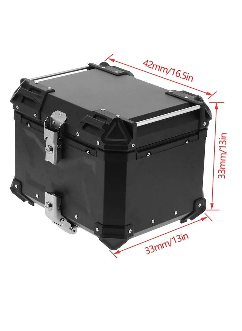Halamine 45L Universal Aluminum Motorcycle Tail Box, Waterproof Black Top Case for Luggage Storage, Compatible With Honda, Kawasaki, Suzuki, Yamaha, - Image 3