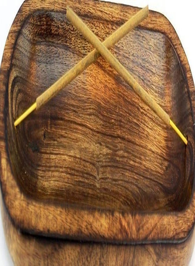 Dinil Incense Burner Holder – 11 Inch Natural Wood Ash Tray – Double Holes for Mixing Scents – Rustic Brown Finish – No Mess Elegant Design – Ideal for Yoga, Meditation Room, Home - Image 3