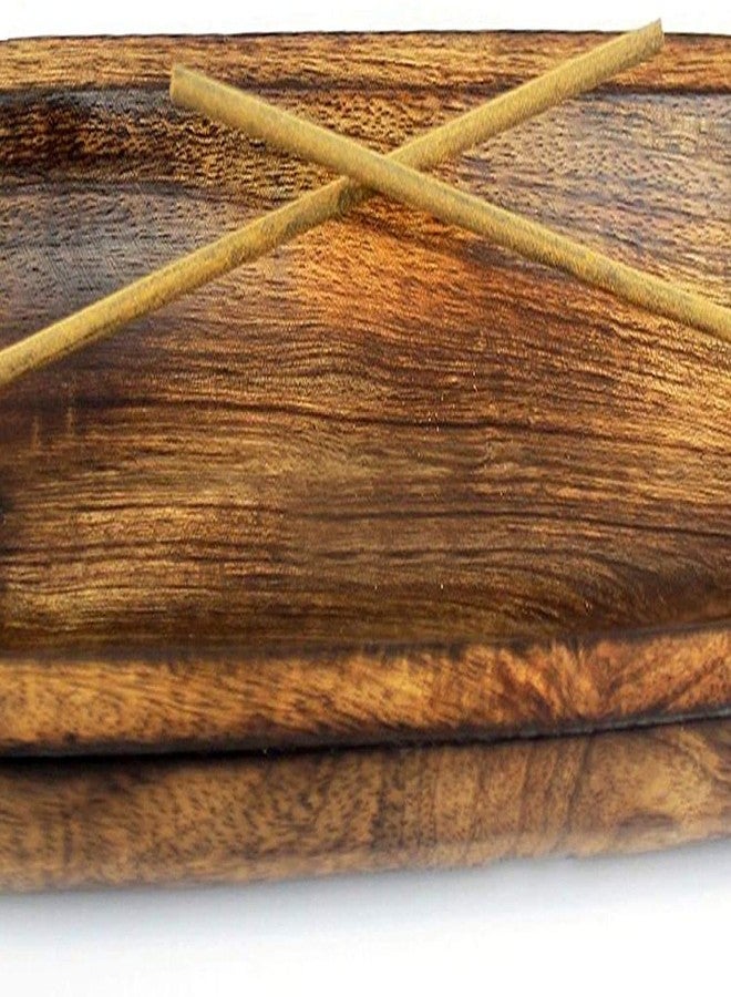 Dinil Incense Burner Holder – 11 Inch Natural Wood Ash Tray – Double Holes for Mixing Scents – Rustic Brown Finish – No Mess Elegant Design – Ideal for Yoga, Meditation Room, Home - Image 4