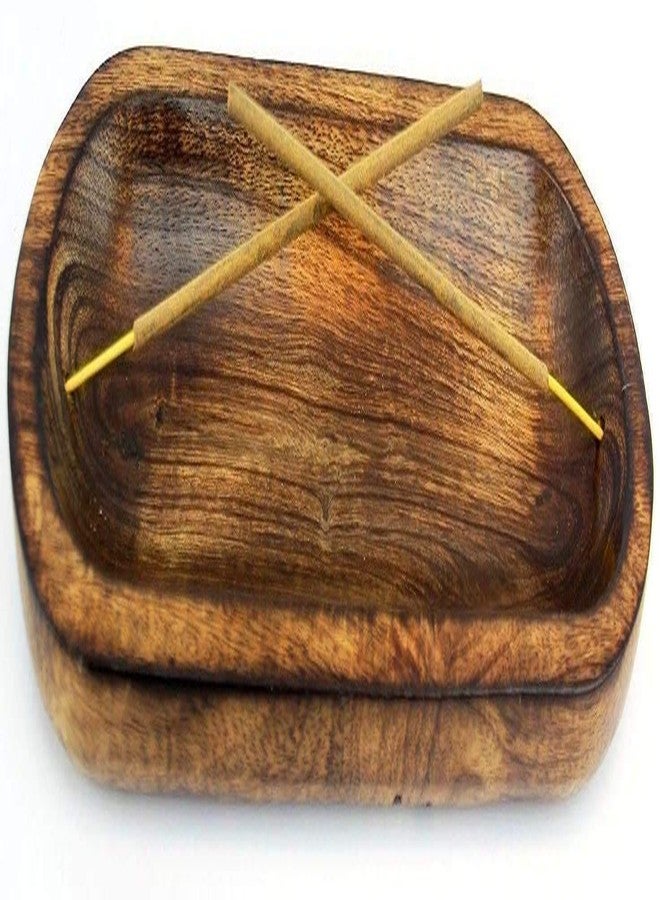Dinil Incense Burner Holder – 11 Inch Natural Wood Ash Tray – Double Holes for Mixing Scents – Rustic Brown Finish – No Mess Elegant Design – Ideal for Yoga, Meditation Room, Home - Image 2