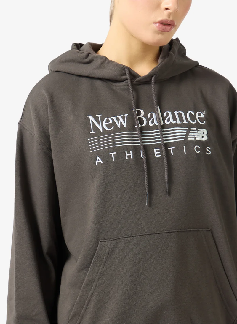 New Balance BLACK CEMENT (BLK) Trackside French Terry Hoodie for Women | Best Price UAE