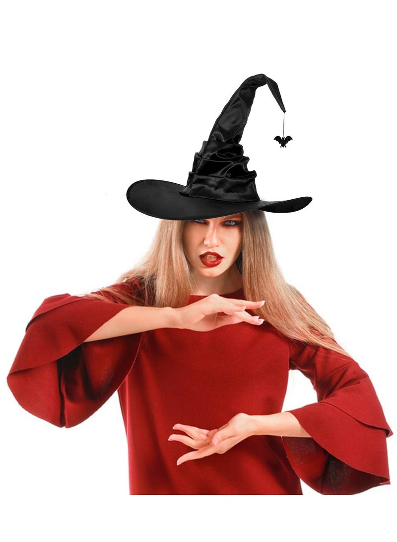 Pleated Witch Hat Costume Accessories Party Role Play Props Halloween (Black Bat Style) - Image 3