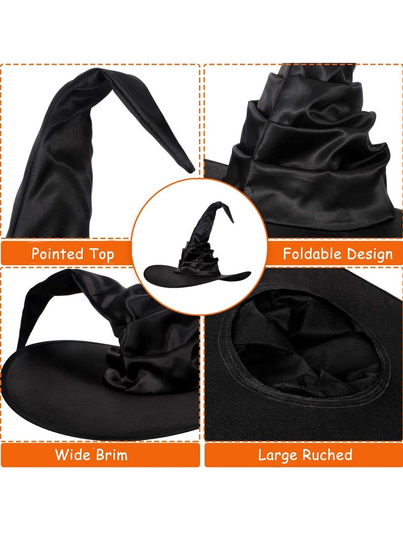 Pleated Witch Hat Costume Accessories Party Role Play Props Halloween (Black Bat Style) - Image 2