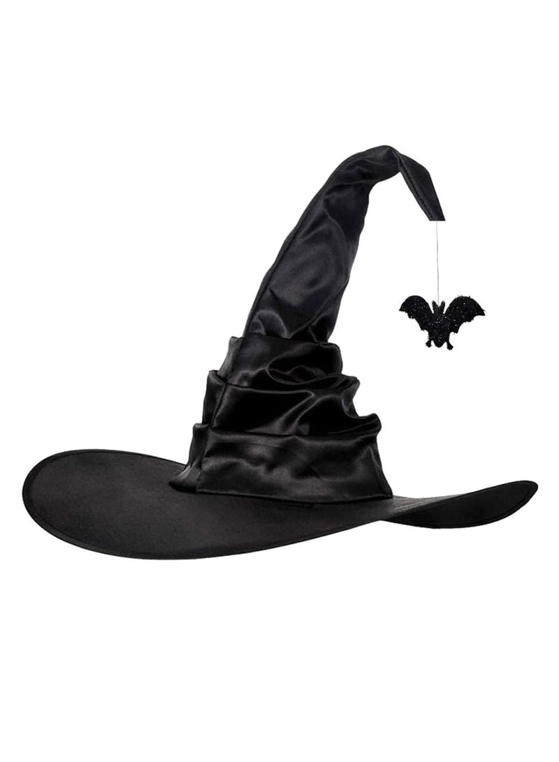Pleated Witch Hat Costume Accessories Party Role Play Props Halloween (Black Bat Style) - Image 1