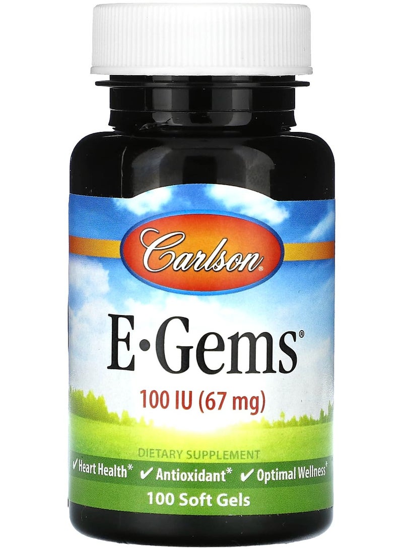 E-Gems، 67 ملغ (100 وحدة دولية)، 100 كبسولة لينة