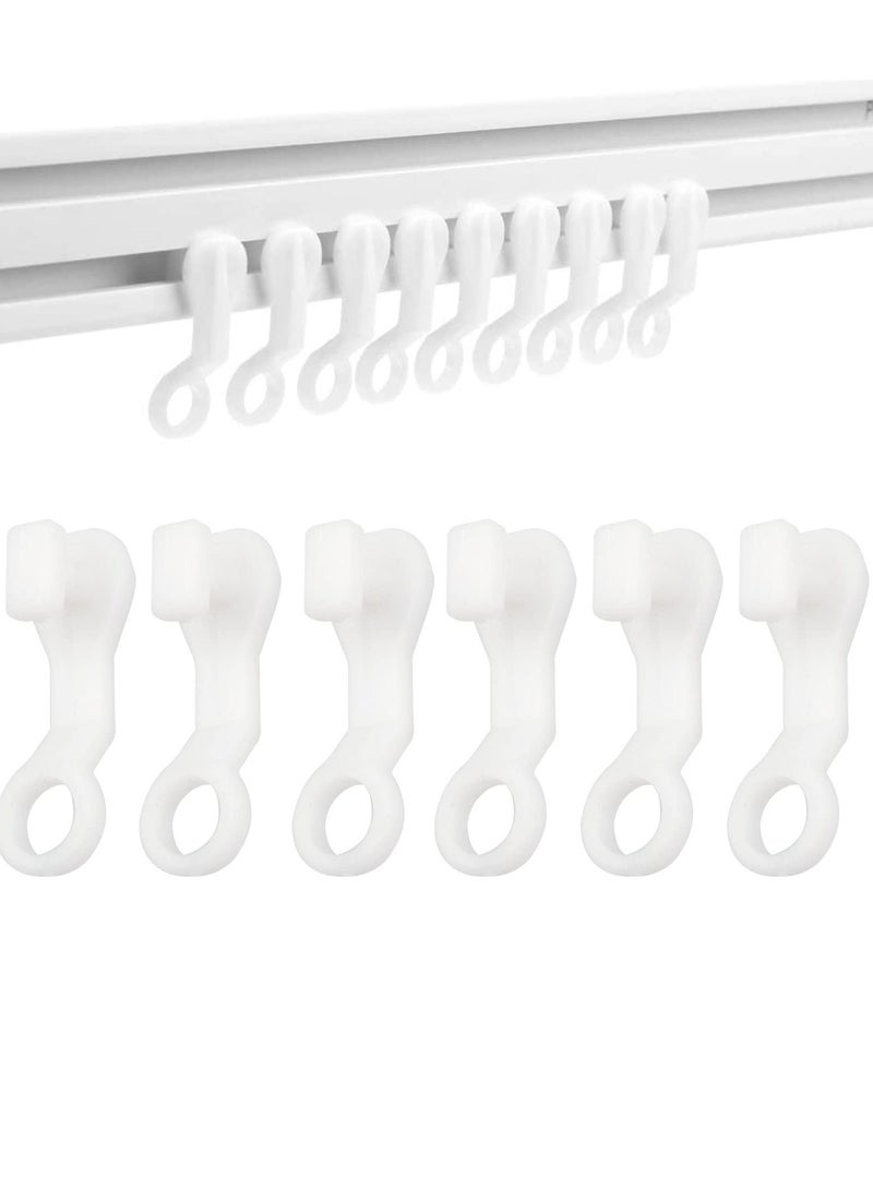 100 Pcs Curtain Hooks Plastic White Gliders Shower Rings and for Smooth Easy Opening Closing 2.7x0.8cm  - Image 1