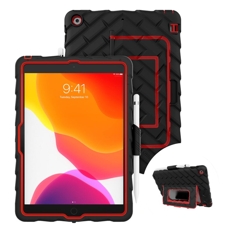 Gumdrop HideAway Case Fits Apple iPad 9th 8th 7th Gen 102inch Designed for K12 Students Teachers and Classrooms Drop Tested Rugged Shockproof Bumpers for Reliable Device ProtectionBlackRed