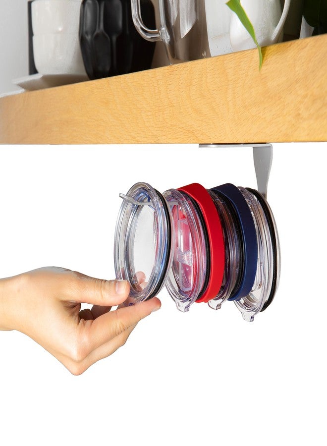 ELYPRO - Tumbler Lid Organizer, Under-Cabinet Cup Lid Holder for Stanley, Yeti, Hydro Flask, Self-Adhesive Under-Cabinet Mount, Kitchen Cabinets and Countertops Organization, Steel (Drink Lids) - Image 1