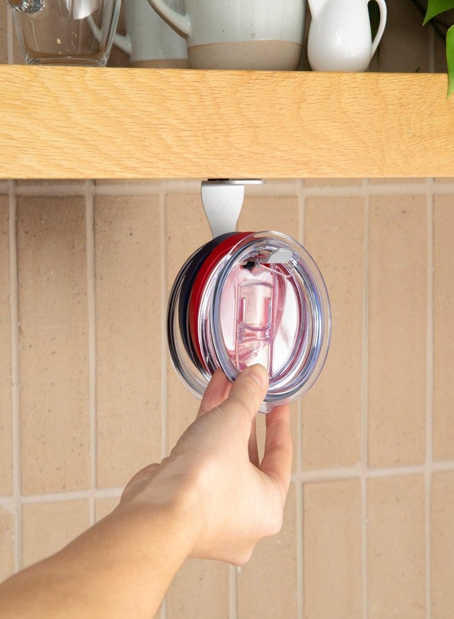 ELYPRO - Tumbler Lid Organizer, Under-Cabinet Cup Lid Holder for Stanley, Yeti, Hydro Flask, Self-Adhesive Under-Cabinet Mount, Kitchen Cabinets and Countertops Organization, Steel (Drink Lids) - Image 5