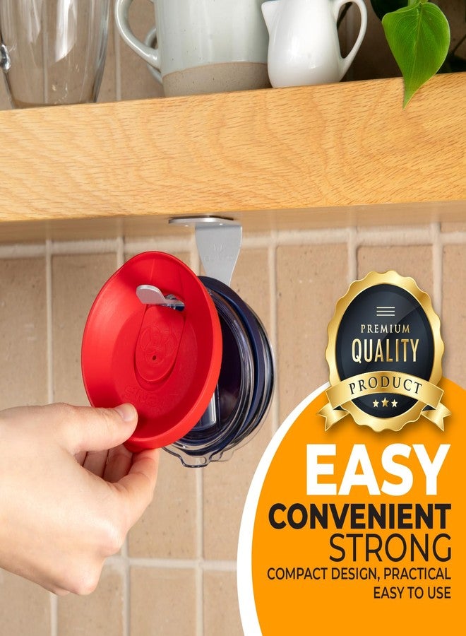 ELYPRO - Tumbler Lid Organizer, Under-Cabinet Cup Lid Holder for Stanley, Yeti, Hydro Flask, Self-Adhesive Under-Cabinet Mount, Kitchen Cabinets and Countertops Organization, Steel (Drink Lids) - Image 2