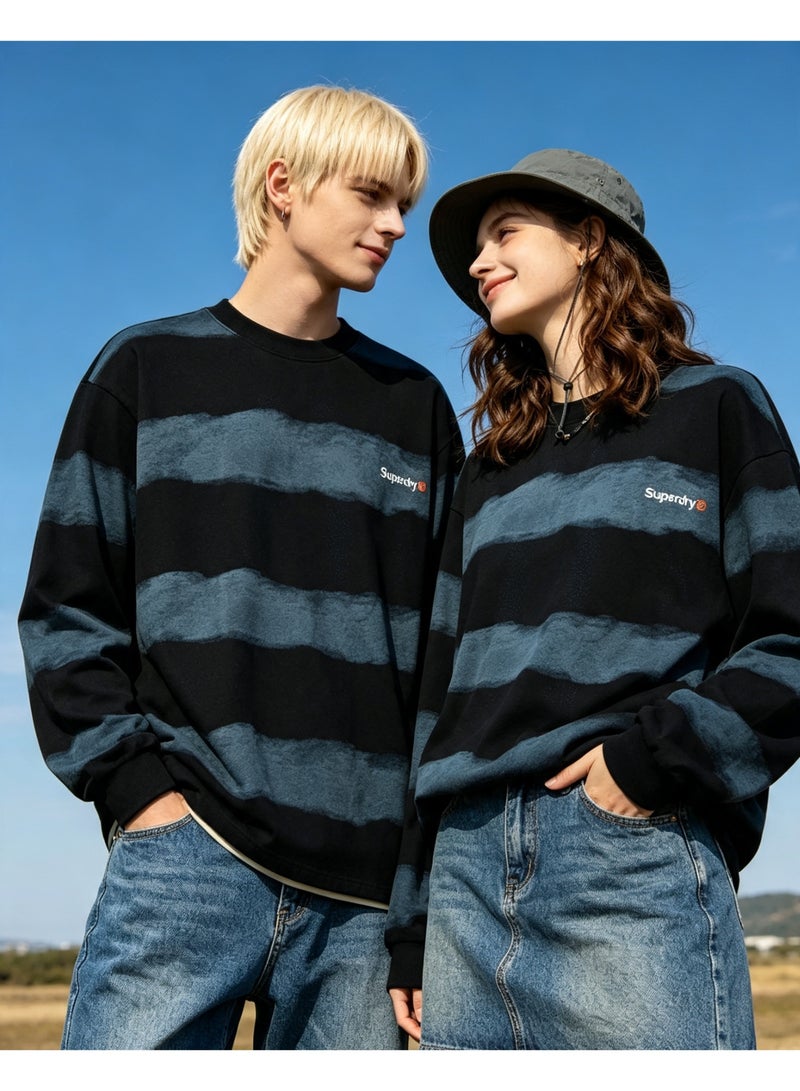 سوبر دراي Superdry men's and women's tie-dyed striped long-sleeved pullover - Image 2
