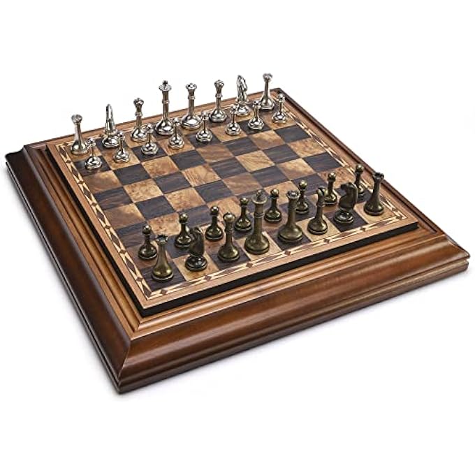 AMEROUS 14 inches Wooden Chess Set with Metal Chess Pieces  25 KingStorage for ChessmenGift PackageInstructionsClassic Board Game - Image 4