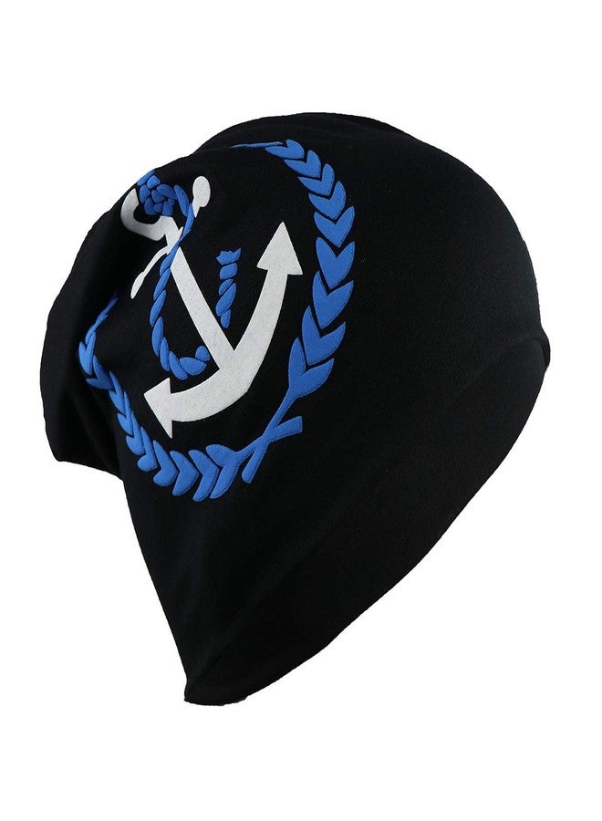 iSWEVEN Cotton Slouchy Beanie and Skull Cap for Summer, Winter, Autumn & Spring Season, Can be Used as a Helmet Cap Too - Free Size (7029A, Black) - Image 2