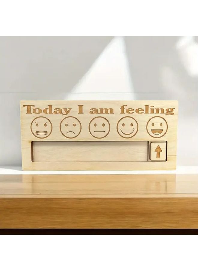 Wooden Emotion Tracking Board With 5 Expressions Desktop Decoration For Office Home - Image 2