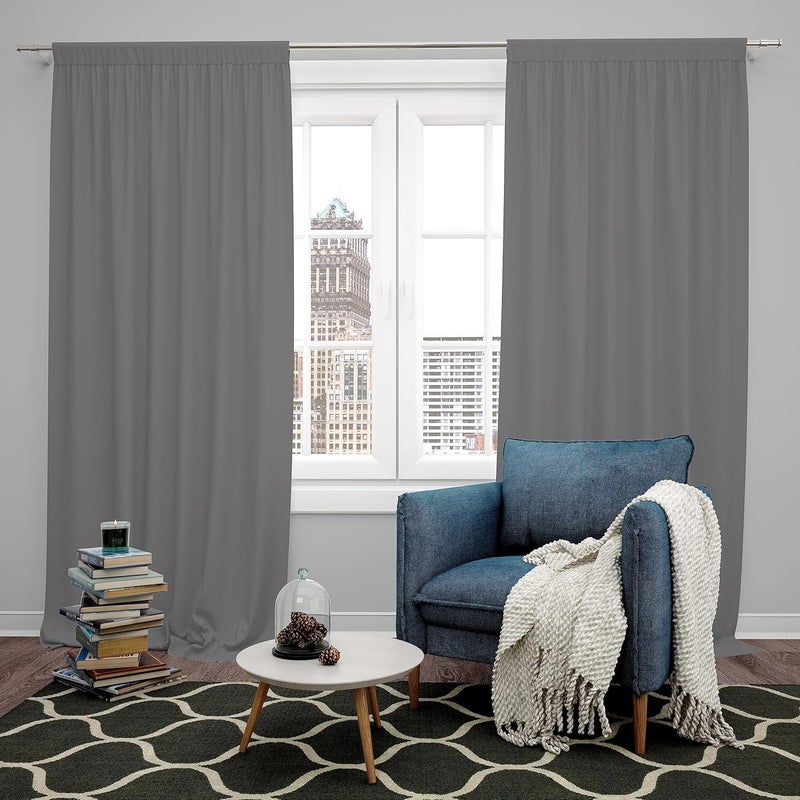 Parda Online Premium Blackout Curtains 5 Feet Set of 2 | Rod Pocket | Thermal Insulated | Dark Grey - Image 2